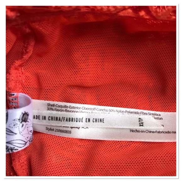 Free People Racerback Lace Bralette Orange & Hot Pink Floral Lace Size XS - Picture 9 of 9